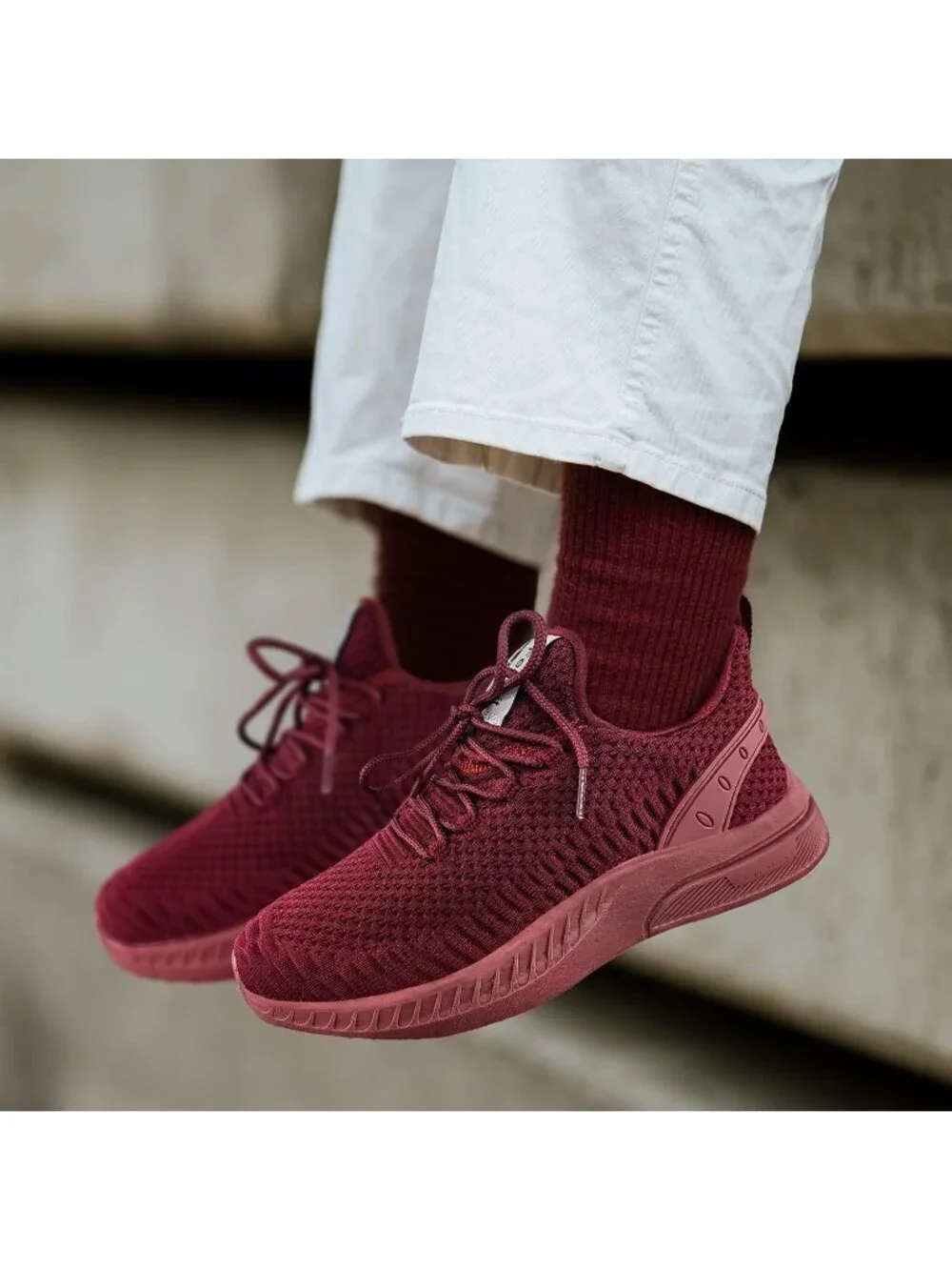 Women's Burgundy Mesh Lightweight Casual Tennis Running Sneakers for Travel Work